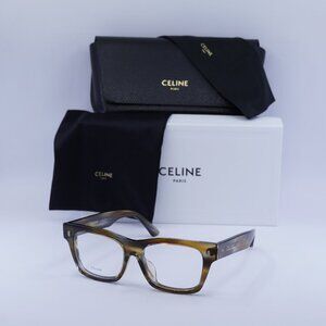 Celine CL50011F 055 Square Eyeglasses 49mm – Coloured Havana